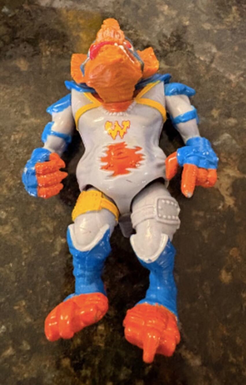 Vintage Mutant Creature Action Figure Orange Blue Gray Armor Loose